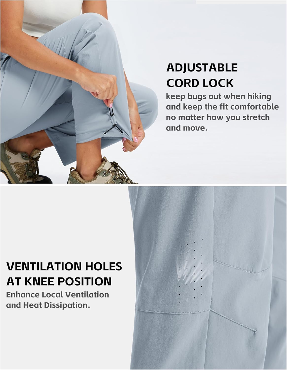 MoFiz Womens Hiking Cargo Pants Waterproof Lightweight with Zipper Pockets