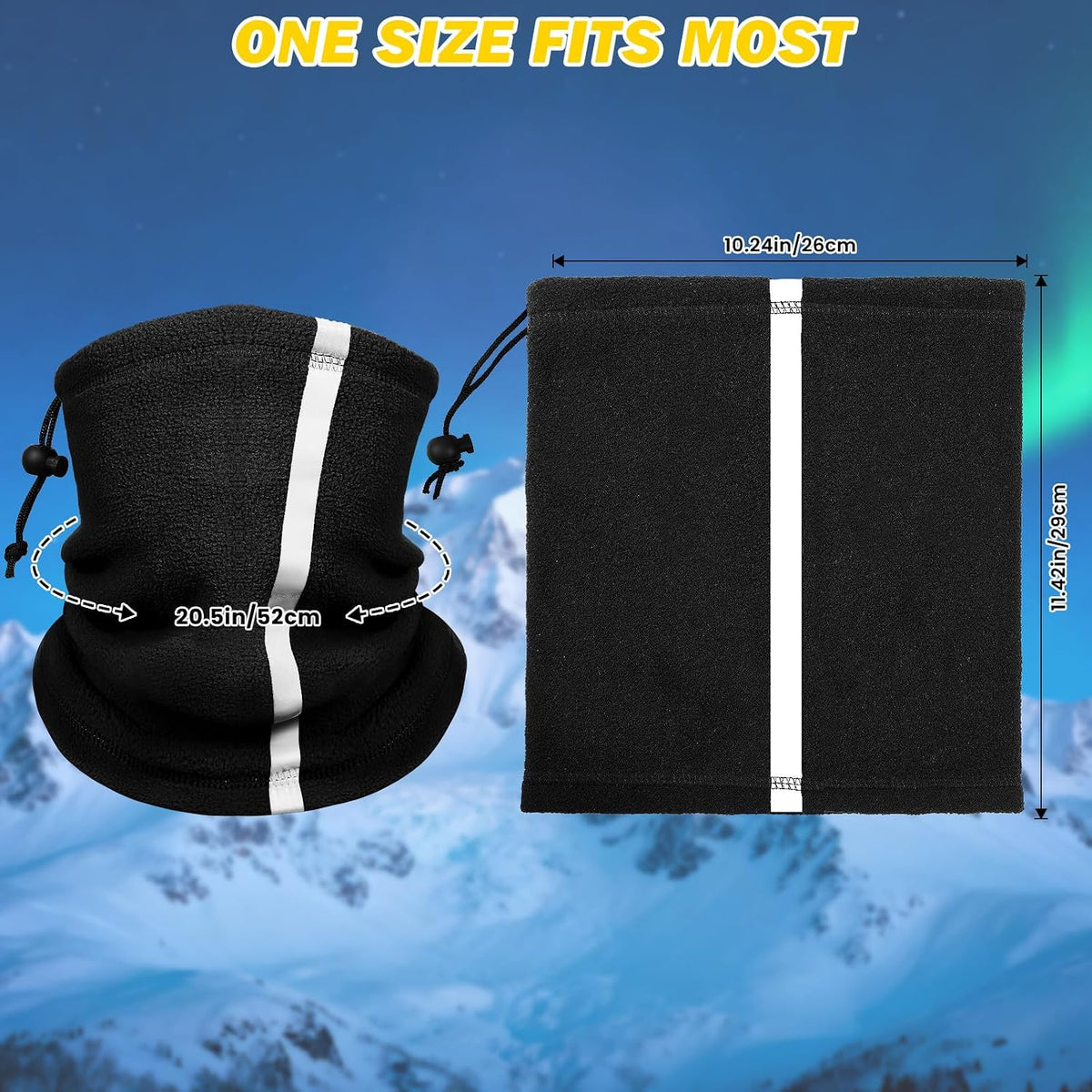 Winter Neck Warmer Gaiter: 4 Pack Hi Vis Reflective Face Cover