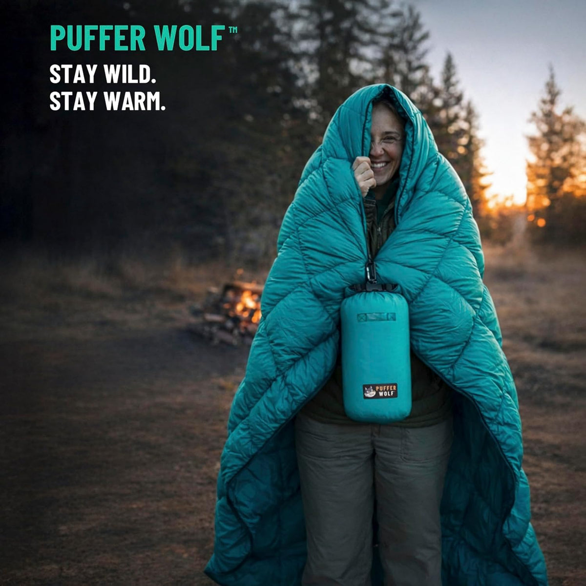 PW700 Extra Large Double Insulated Outdoor Camping Blanket | 2X Puffy, Warm, Packable, Weatherproof, Durable, and Lightweight | Top Quilt for Hiking, Backpacking, Stadium Events, Picnics