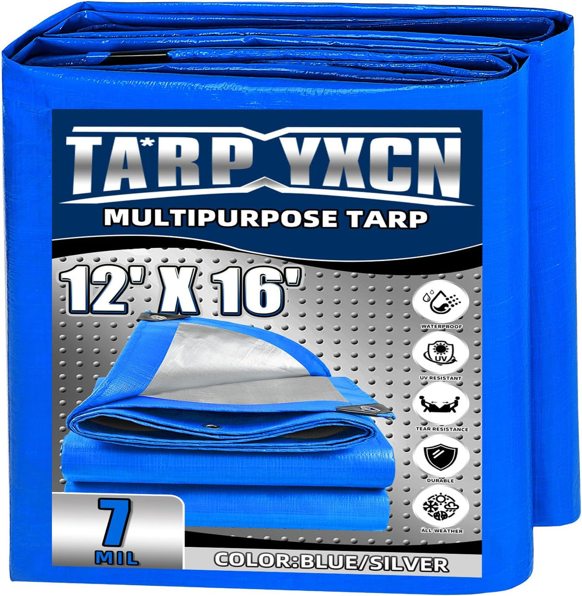 Tarp 8x12 Feet, 7 Mil Thick (Blue/Silver)
