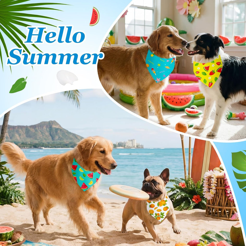 Abbylike 100 Pieces Summer Themed Dog Bandanas Bulk Hawaiian Dog Bandanas for Pets Triangle Kerchief Scarf Bibs Set for Summer Pets Dogs Party Costume Accessories, 25 Styles (31.5 x 21.7 x 21.7)