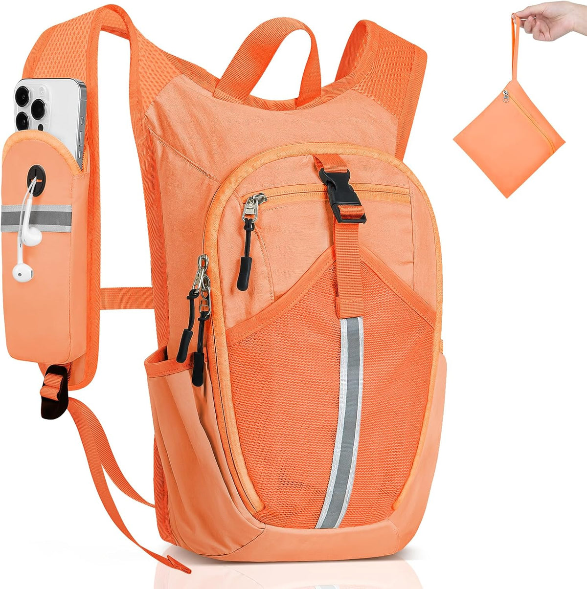 10L Small Hiking Backpack - Lightweight Foldable Backpack, Orange