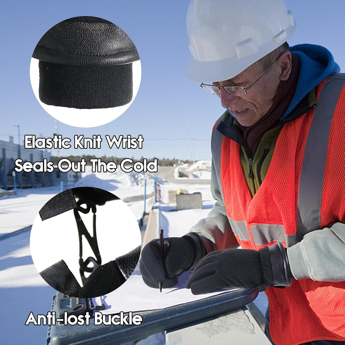 HANDLANDY Winter Work Gloves, 3M Thinsulate Waterproof Insulated Gloves