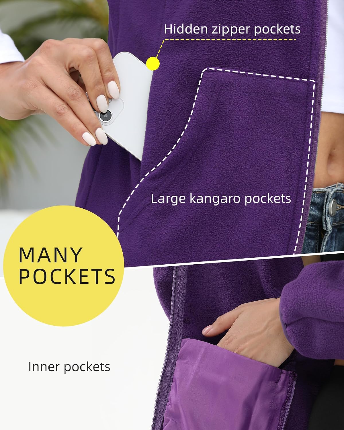 Argstar Women's Fleece Jacket 6 Pockets (XS-2XL)