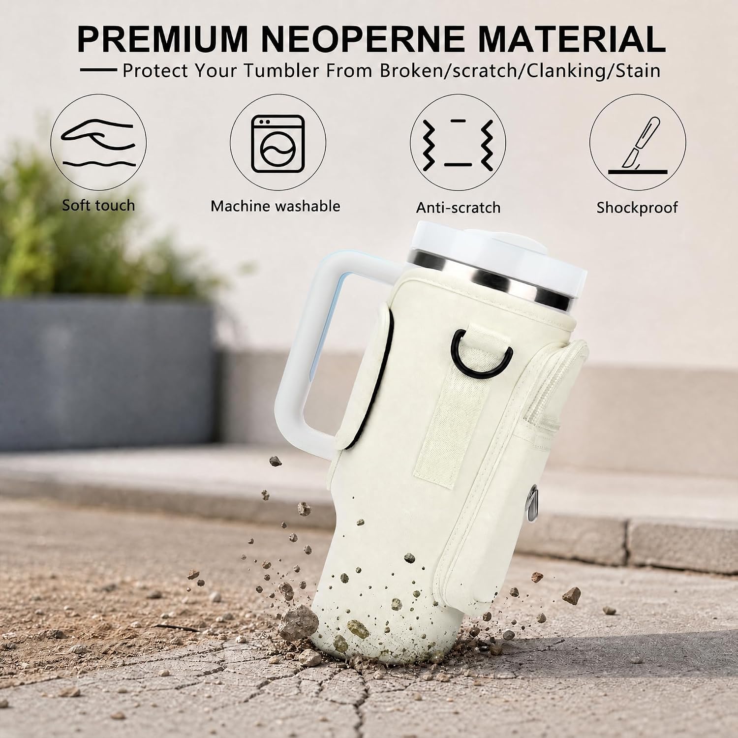 Initial Water Bottle Holder with Strap for Stanley Cup Accessories 40 oz/Simple Modern Tumbler, Birthdays for Women Girls, Water Bottle Carrier Bag with Phone Pocket,Hiking Walking Gym Camping