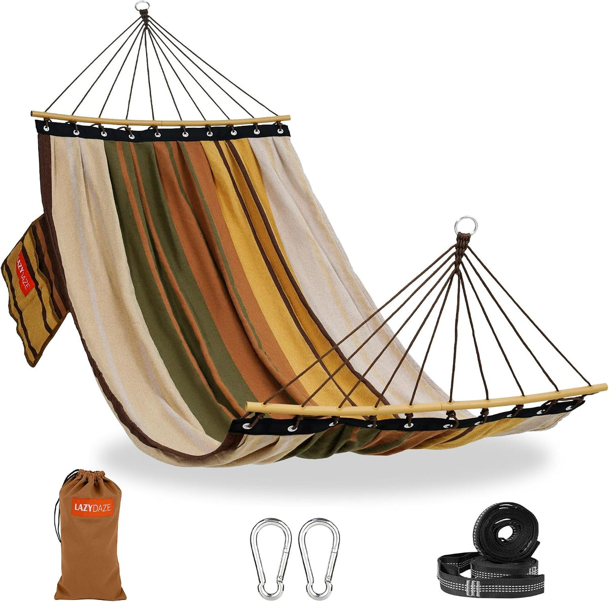 Lazy Daze Camping Hammock, Double Outdoor Hammock with Curved Spreader Bar