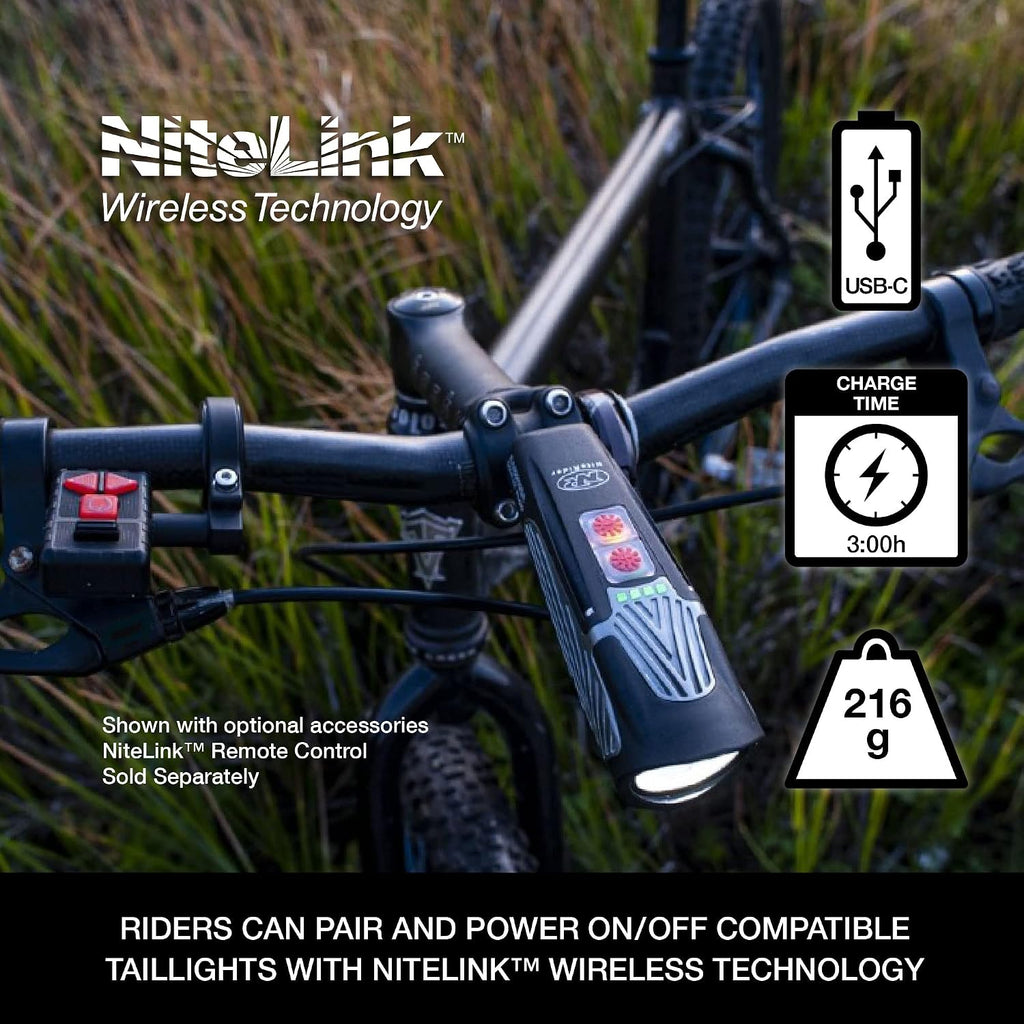 NiteRider Lumina Max 1500/2000/2500 Bike Light | USB-C Rechargeable LED Headlight with Wireless Control, 8 Lighting Modes, 8-Step Fuel Gauge, IP64 Waterproof | Road Cycling, MTB, e-Bike