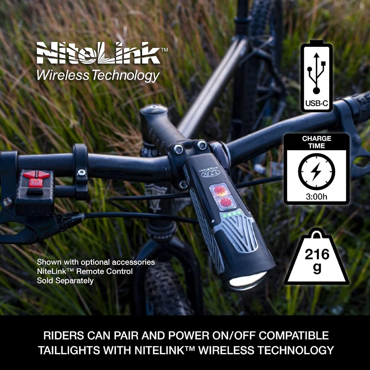 NiteRider Lumina Max 1500/2000/2500 Bike Light | USB-C Rechargeable LED Headlight with Wireless Control, 8 Lighting Modes, 8-Step Fuel Gauge, IP64 Waterproof | Road Cycling, MTB, e-Bike