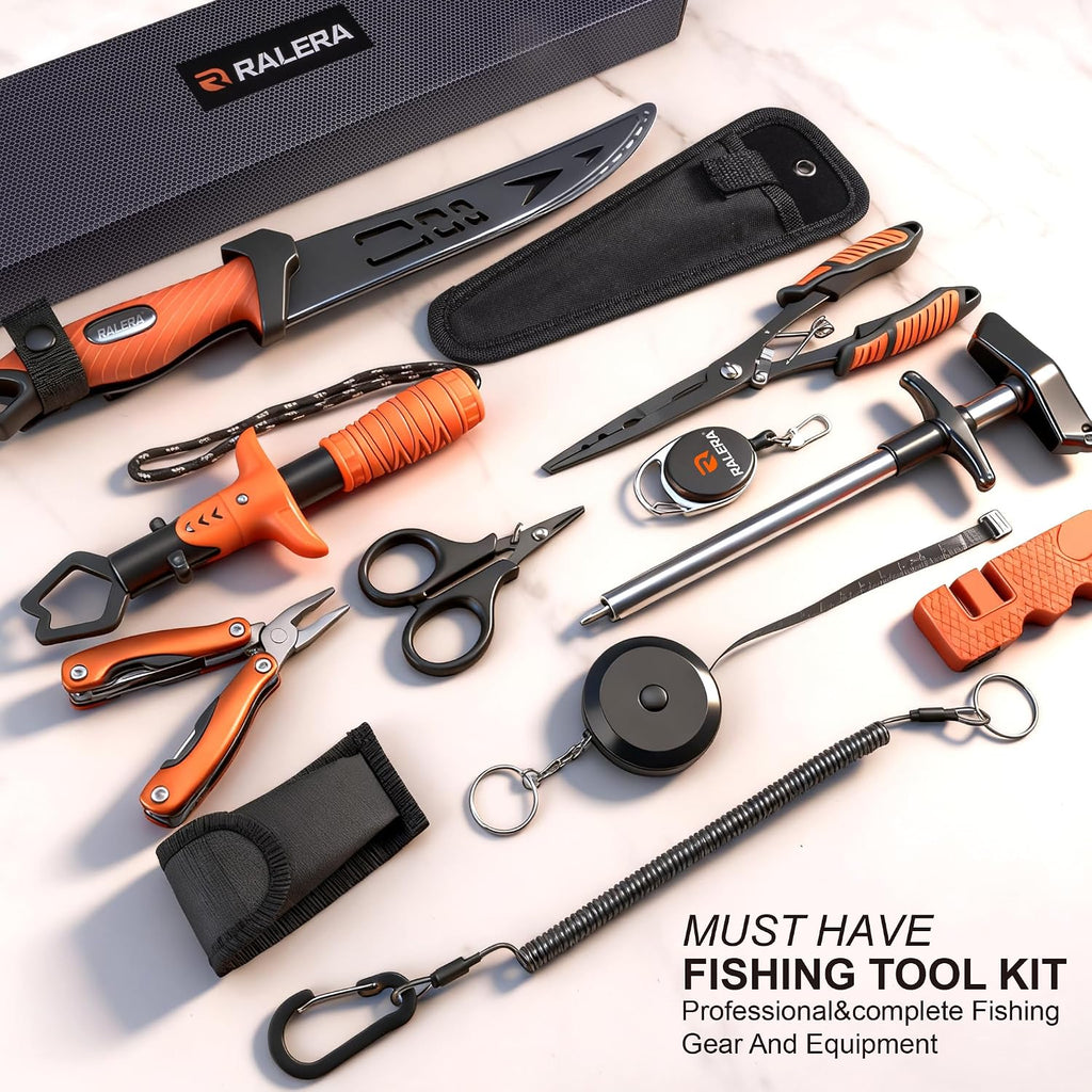 Fillet Knife Set for Beginner, Fishing Pliers Precisely, Fish Measuring Tape, Non Slip Grip Fishing Knife, Saltwater Fishing Accessories, Great Value Fishing Tackle