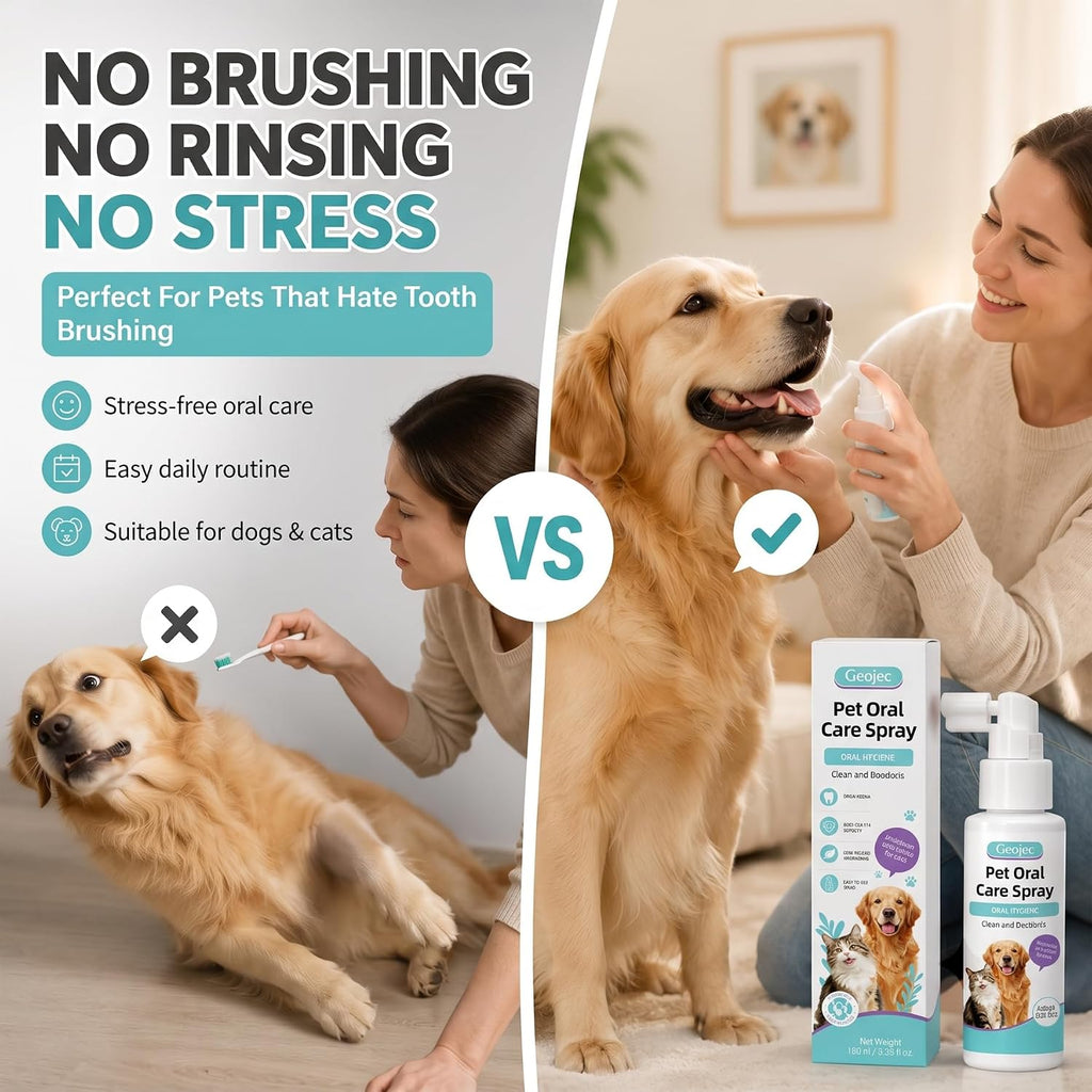 Pet Oral Care Spray, Dog Dental Spray for Dog Teeth Cleaning, Natural Dog Breath Freshener, Daily Dog Dental Care & Cat Dental Care Solution,No Brush Required Pet Mouth Freshener Spray for Dogs & Cats
