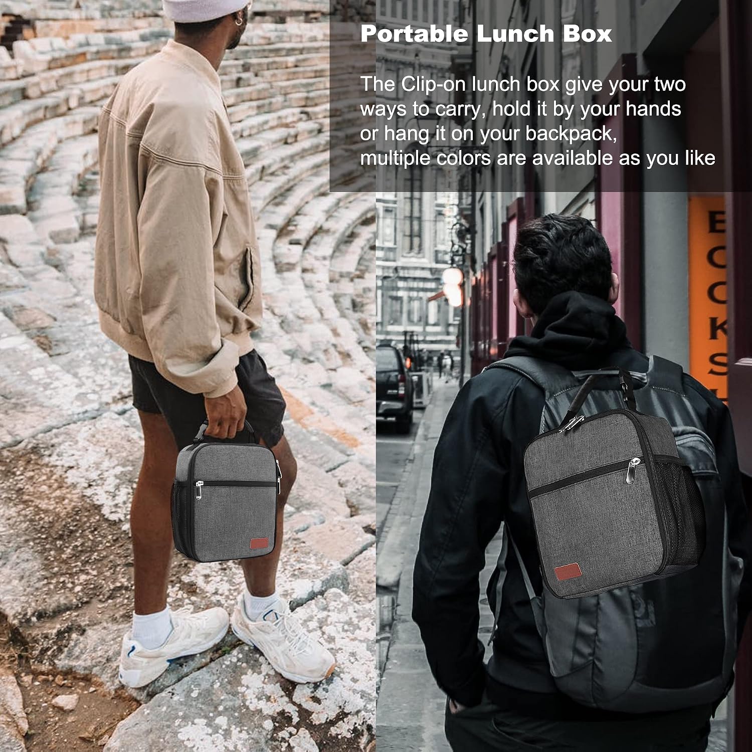Lunch Box for Men & Women Durable Lunch Bag for Adults Reusable Small Lunchbox Grey
