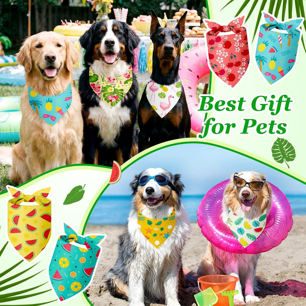 Abbylike 100 Pieces Summer Themed Dog Bandanas Bulk Hawaiian Dog Bandanas for Pets Triangle Kerchief Scarf Bibs Set for Summer Pets Dogs Party Costume Accessories, 25 Styles (31.5 x 21.7 x 21.7)
