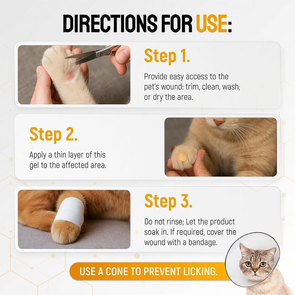 SILVER GRADE Dog Wound Care with Manuka Honey & Colloidal Silver for Scratches & Skin Irritations – Cat & Dog Hot Spot Treatment Gel Works as Honey Rapid Wound Repair for Horses – for All Pets – 2-Oz