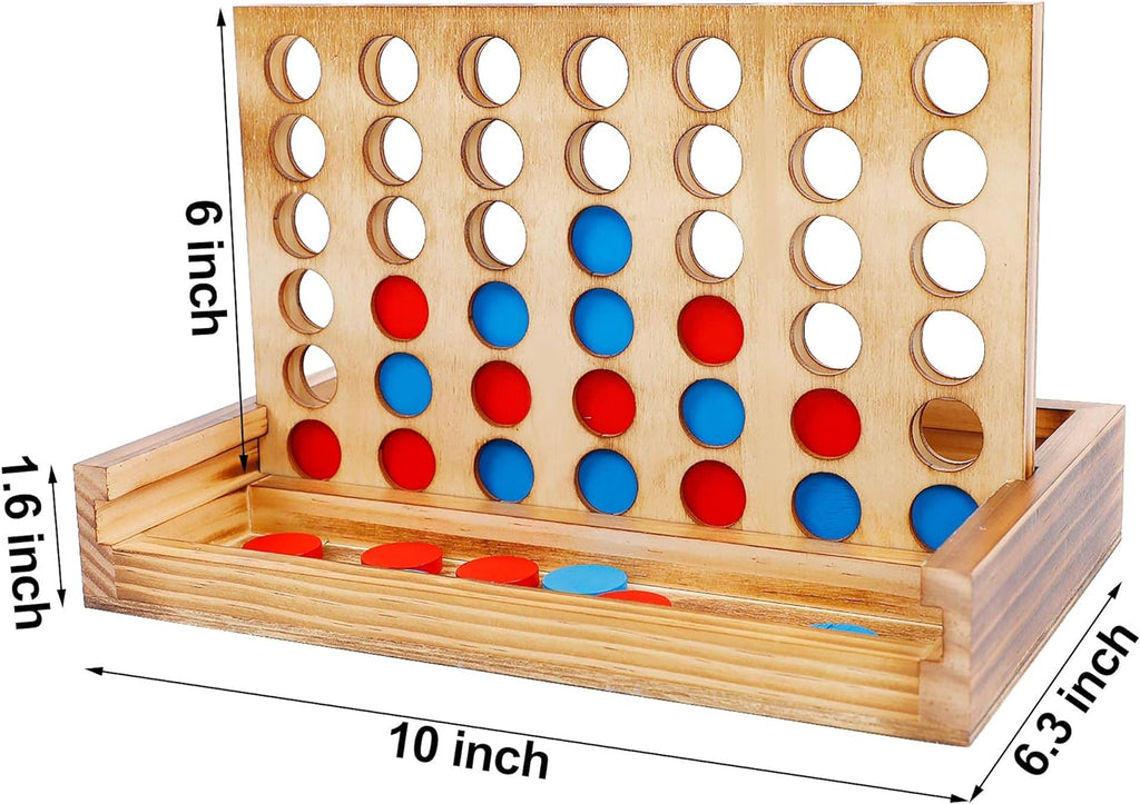 Glintoper Tic Tac Toe & 4 in a Row Tables Game Set, Classic Board Line Up 4 for Living Room Rustic Table Decor and Use as Game Top Wood Guest Room Decor Strategy Board Games for Families