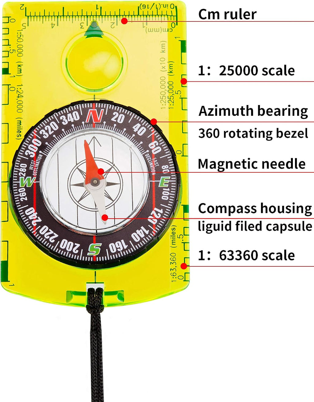 Gejoy 4 Pcs Orienteering Compass Advanced Scout Compass for Hiking