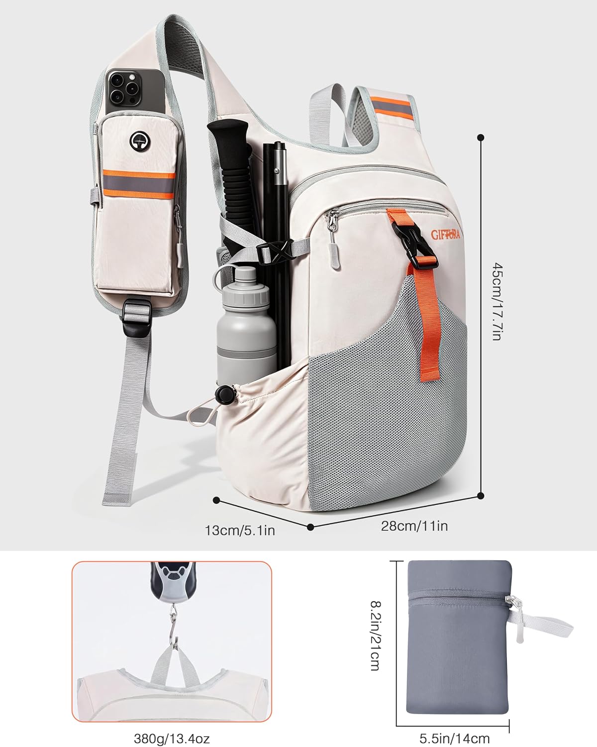 15L Small Hiking Backpack, Lightweight Foldable Daypack for Women