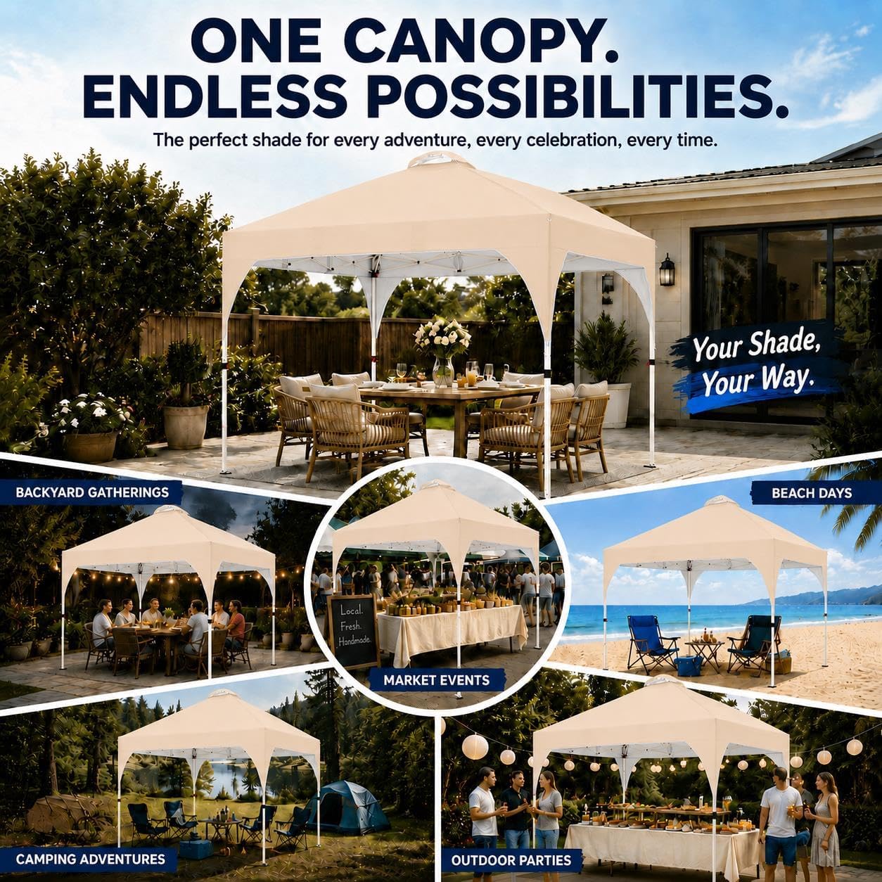 Yaheetech 10x10 Pop Up Canopy Tent for Outdoor Events, Beige