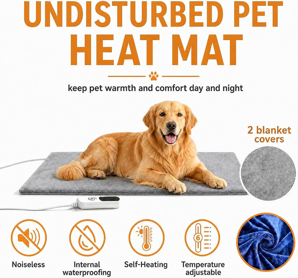 Dog Heating Pad Outdoor 28×18in with Adjustable 9 Temp Setting & Timer