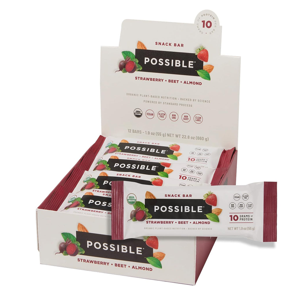 POSSIBLE Snack Bar, Strawberry Beet Almond, 12 Count (Pack of 1)