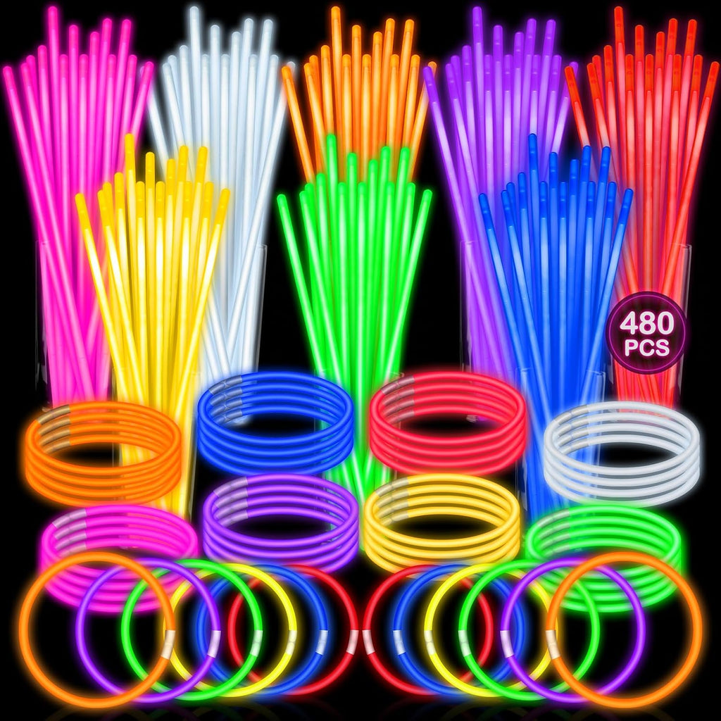SpringFlower 300Pcs Glow Sticks Bulk Party Supplies, Glow Sticks for Kids Party Favors, Glow in The Dark Party Supplies, Light Up Party Decorations, Wedding, Birthday, Halloween , 8 Colors