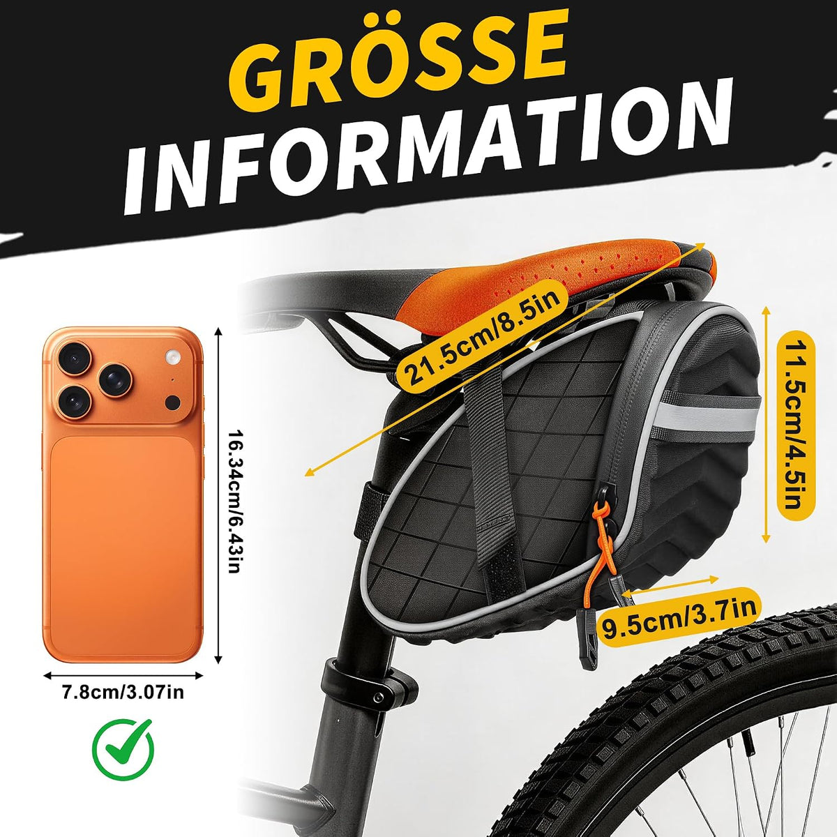 Bike Saddle Bag Bicycle Under Seat Bag 3D Shell for Mountain/Road Cycling