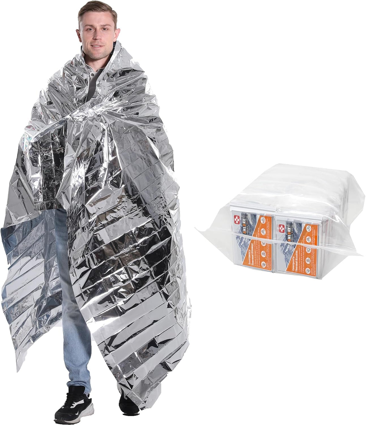 Emergency Blanket Mylar Thermal Blanket(5 Pack) Extra Large Survival Gear