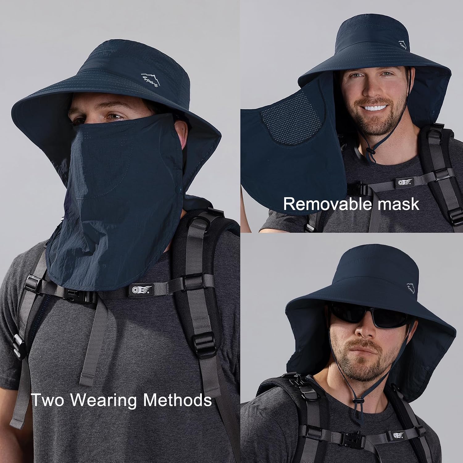 Sun Hat for Men Women with Neck Flap,UPF 50+ UV Protection Fishing Hat