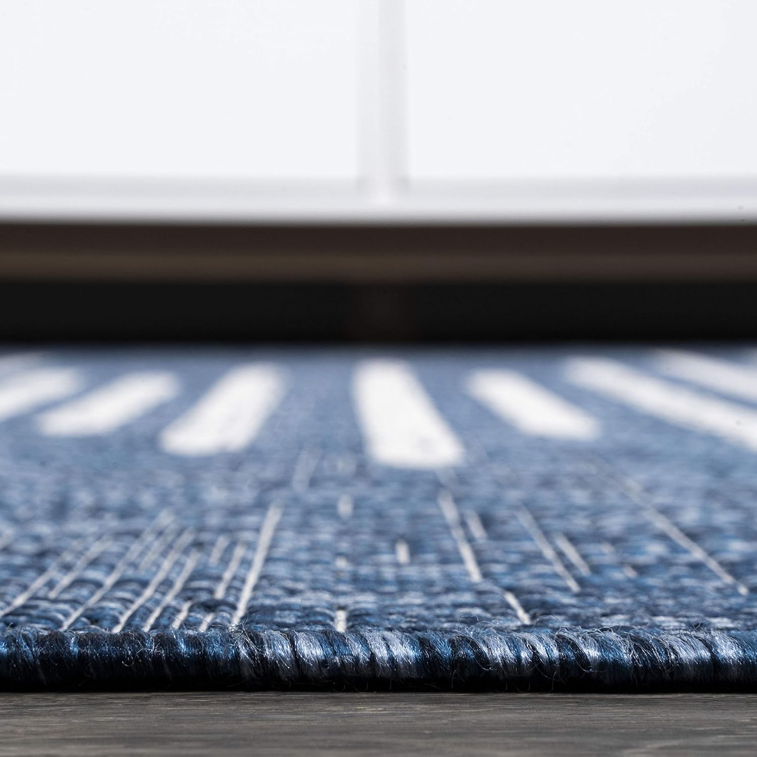 JONATHAN Y Stripe Geometric Indoor Outdoor Area Rug 8X10 Blue/Ivory, Zolak Berber for Backyard, Patio, Porch, Easy-Cleaning, High Traffic, Pet-Friendly, Non-Shedding (SMB124C-8)