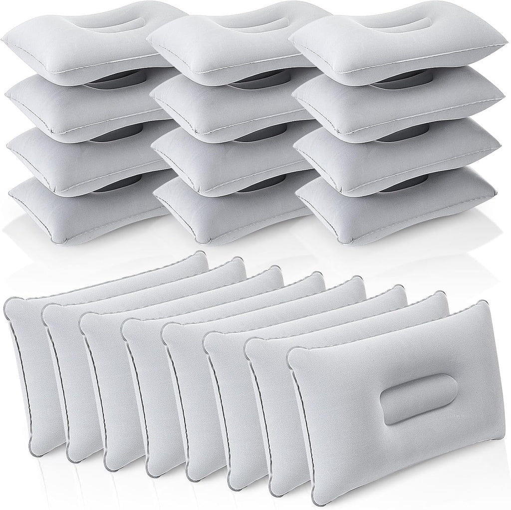 Geelin 20 Pack Inflatable Pillows for Camping Charity Donations, Grey