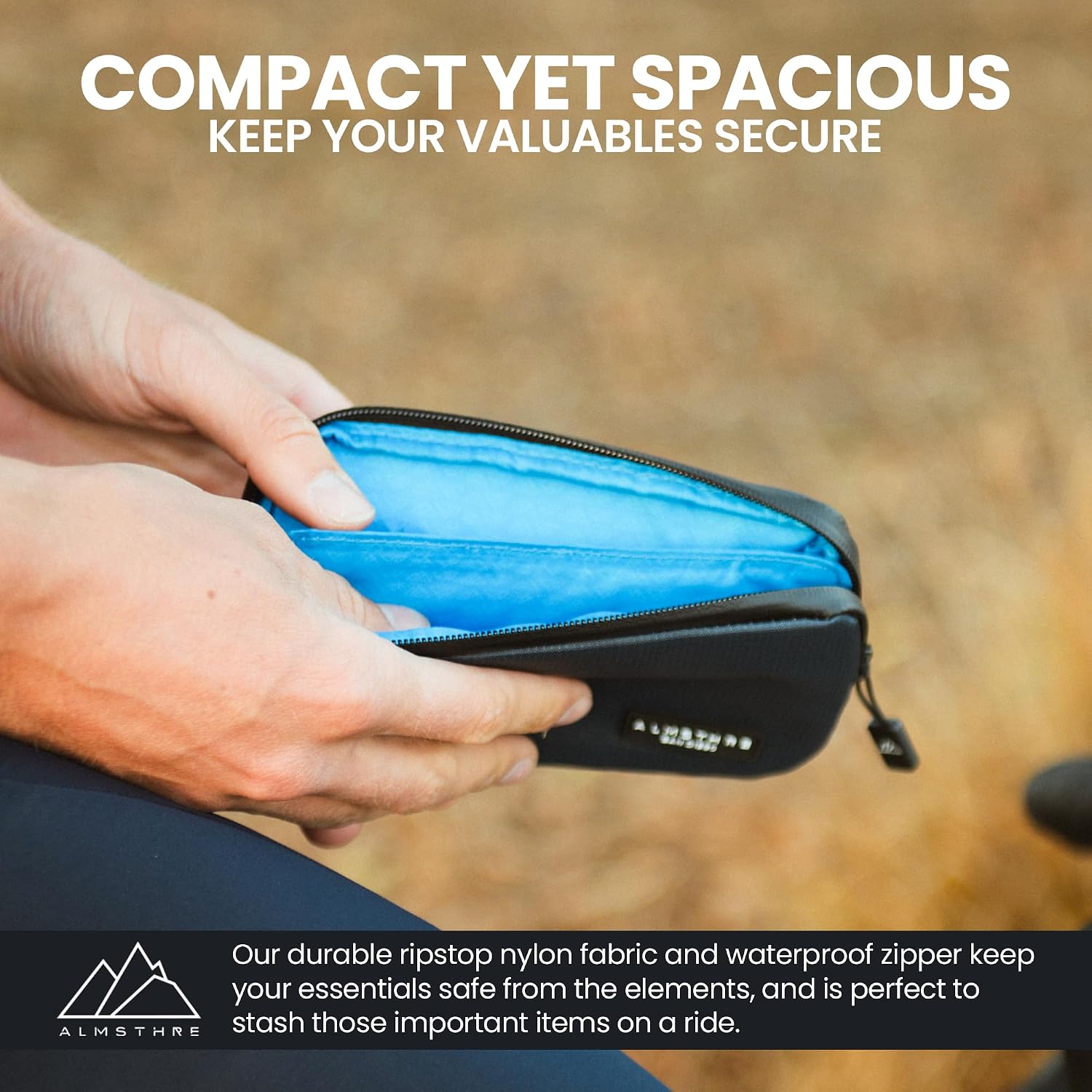 ALMSTHRE Ride Wallet 7”x4” | Waterproof Cycling Wallet for Phone, Cards & Essentials | Durable Ripstop Nylon – Fits Most Phones & Passports | Secure Storage for Biking & Travel
