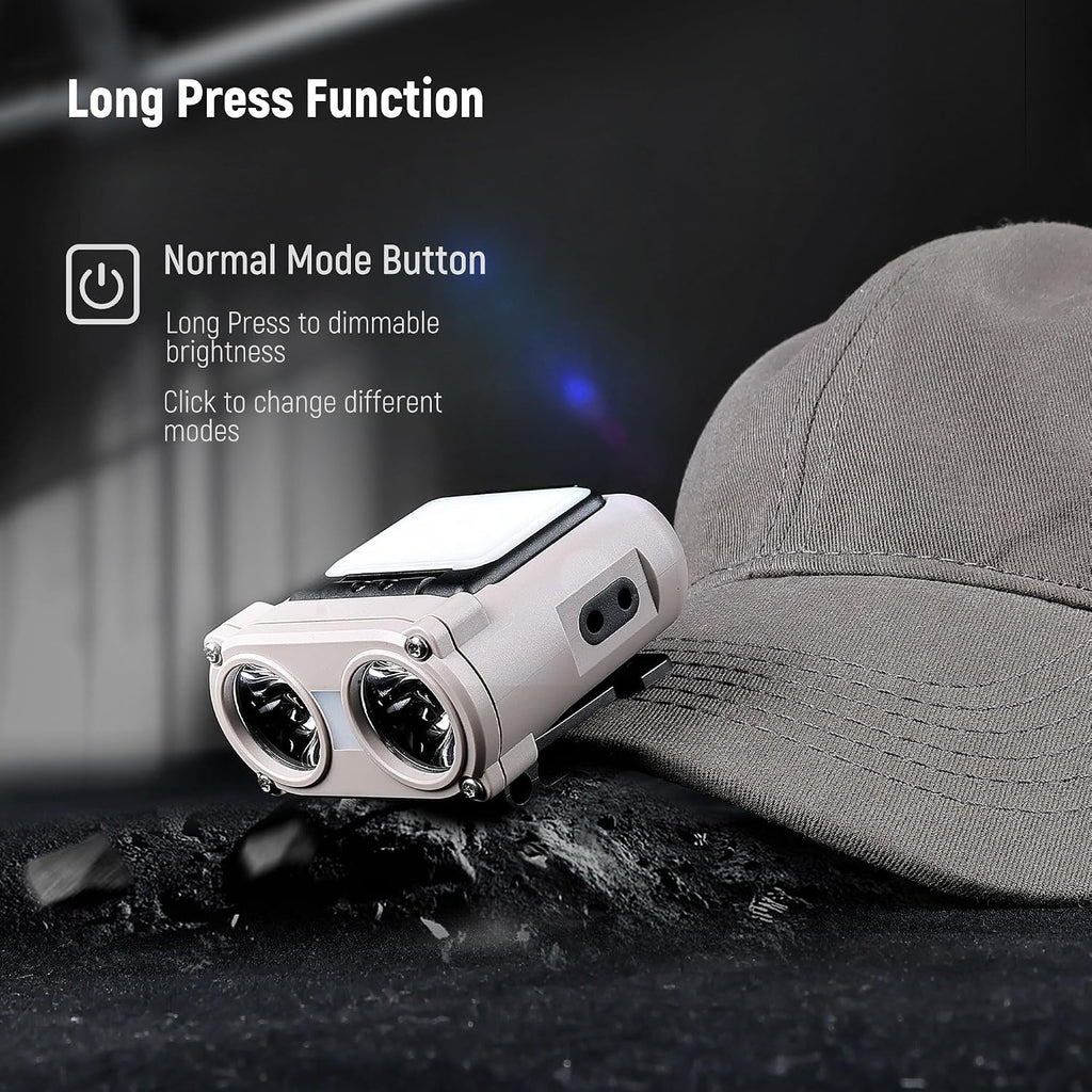 Hopedone 2-in-1 Rechargeable Headlamp & Hat Light, 800LM Clip-On Cap Light