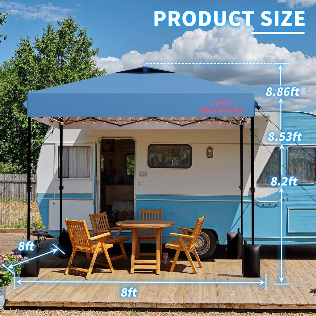 8x8 Pop Up Canopy Tent, Light Blue