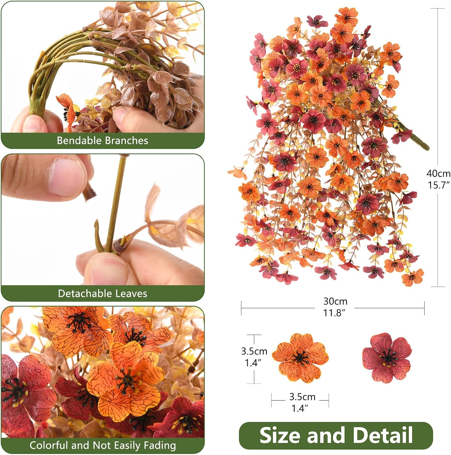 Homsunny Artificial Faux Mums Fall Flowers for Outdoor Outside Decoration