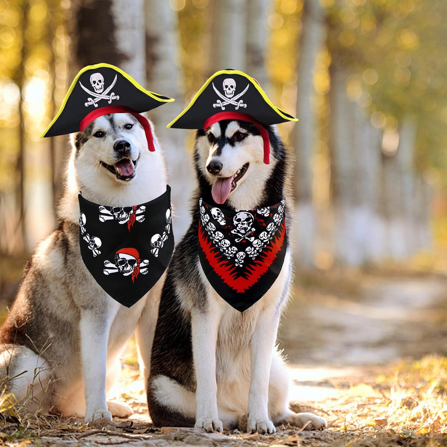 GOYOSWA Dog Pirate Costume, Dog Halloween Costumes Pirate Hat and Bandana Set Holiday Outfit Clothes for Small Medium Large Dogs Pets (Style A, Large)