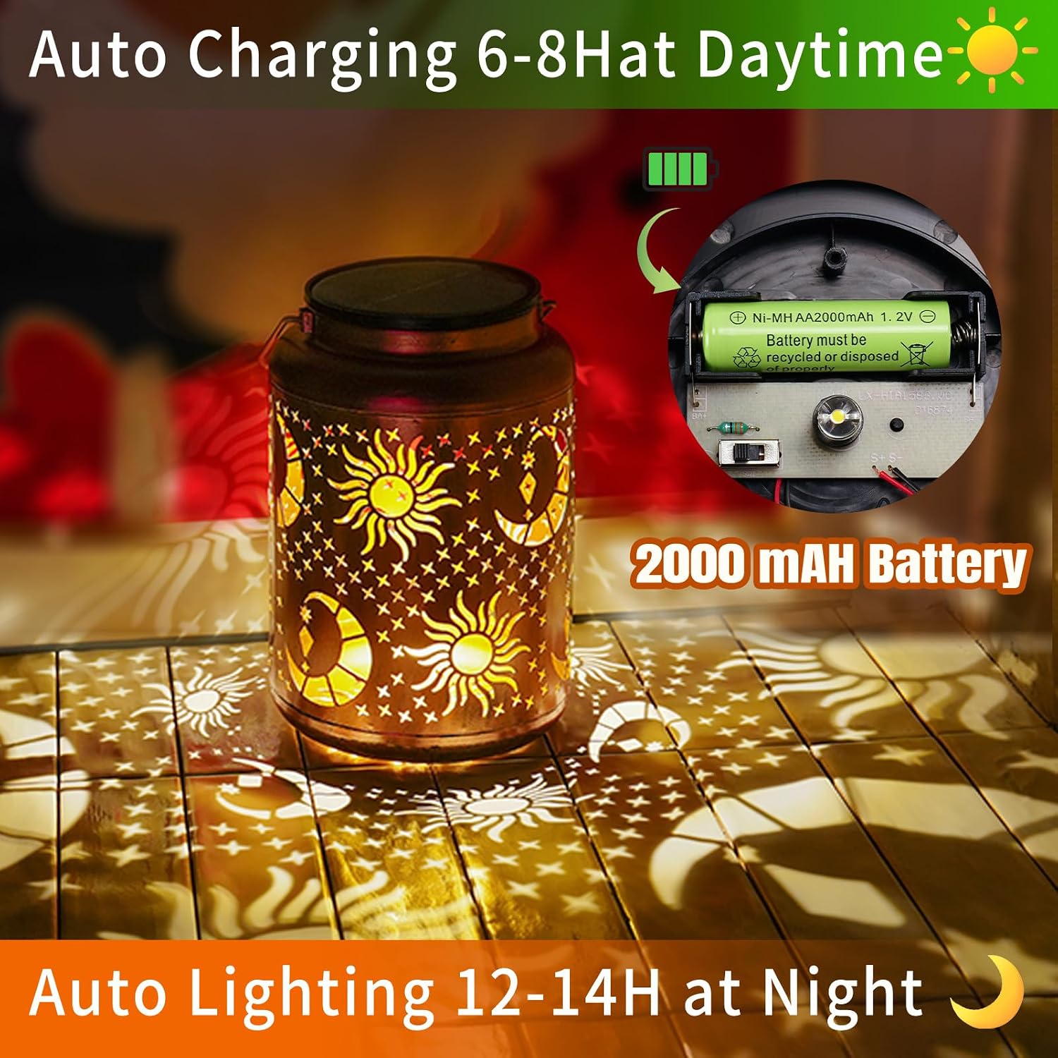 Sun & Moon Solar Lanterns Outdoor Waterproof, Birthday Day Gifts for Women