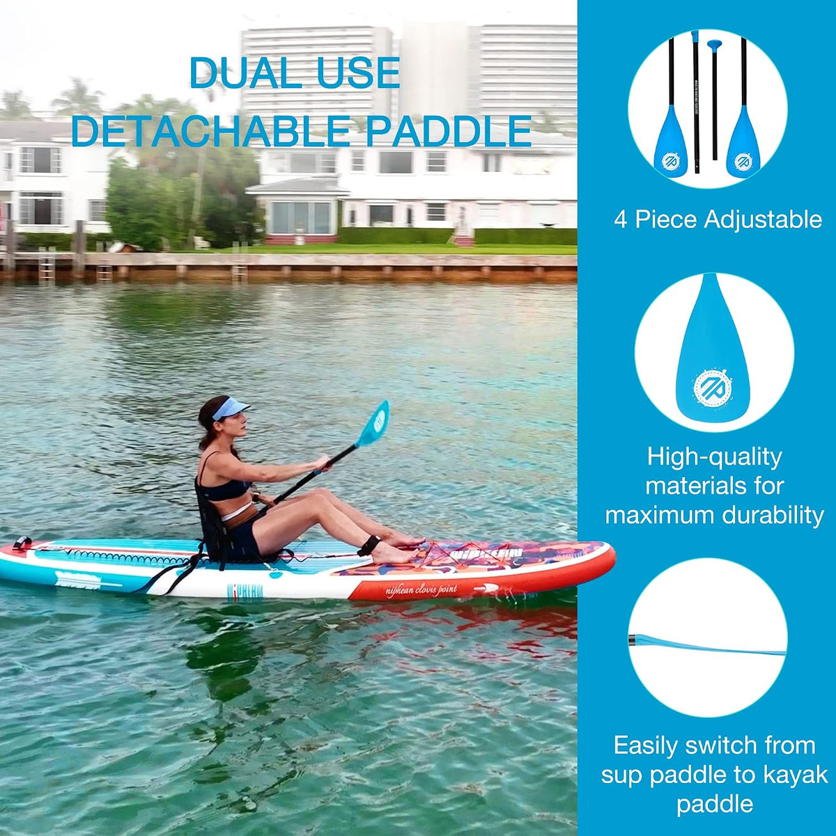niphean 3/4-Piece Kayak Paddle, Adjustable Paddle Board Paddles, SUP Paddle