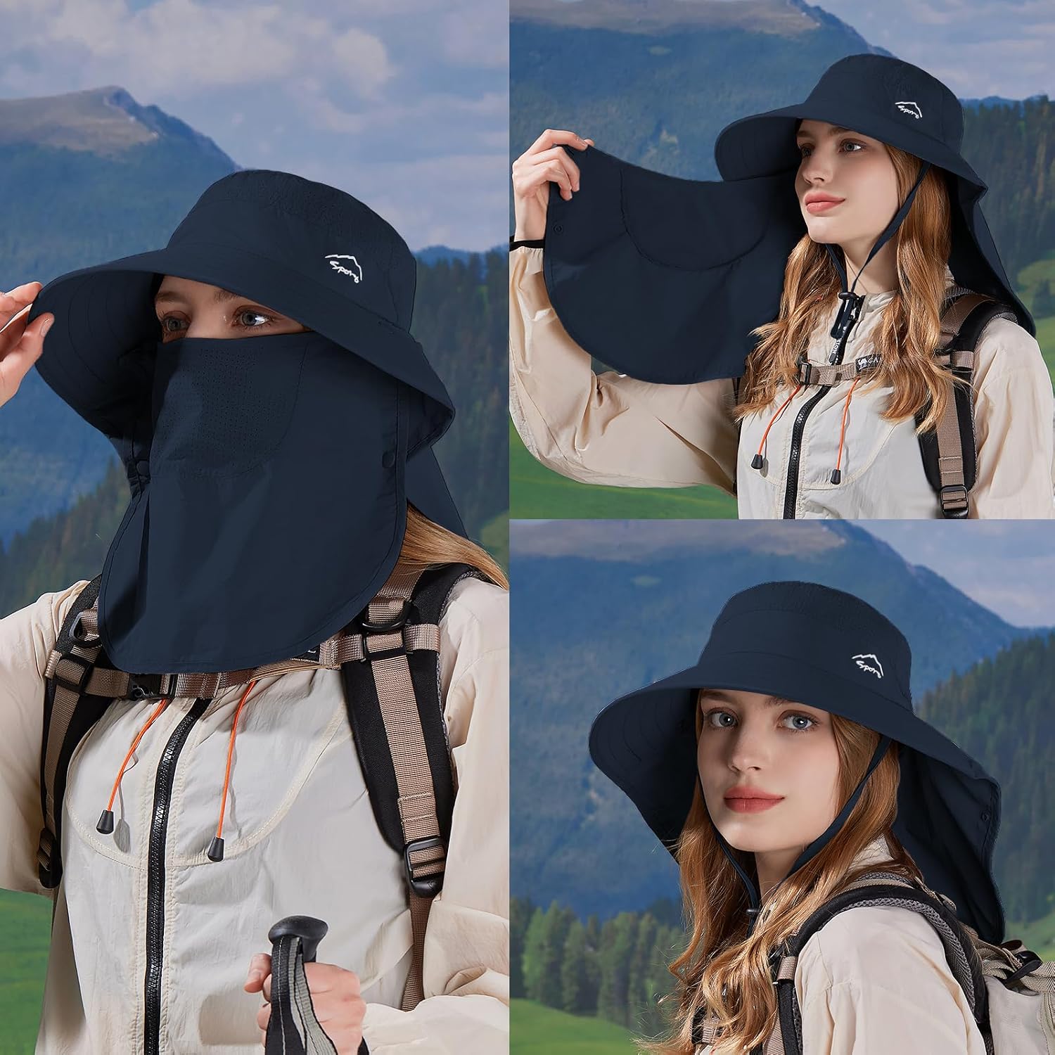 Sun Hat for Men Women with Neck Flap,UPF 50+ UV Protection Fishing Hat
