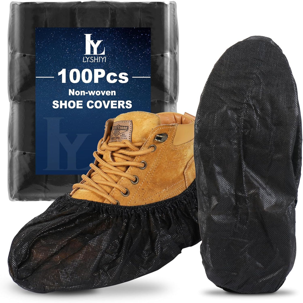 LYSHIYI 200 Pcs Shoe Covers Disposable Non Slip, Waterproof Shoe Covers Disposable for Indoors, 15-20'' Adjustable Size Boot Covers for US 6 to 14 Size