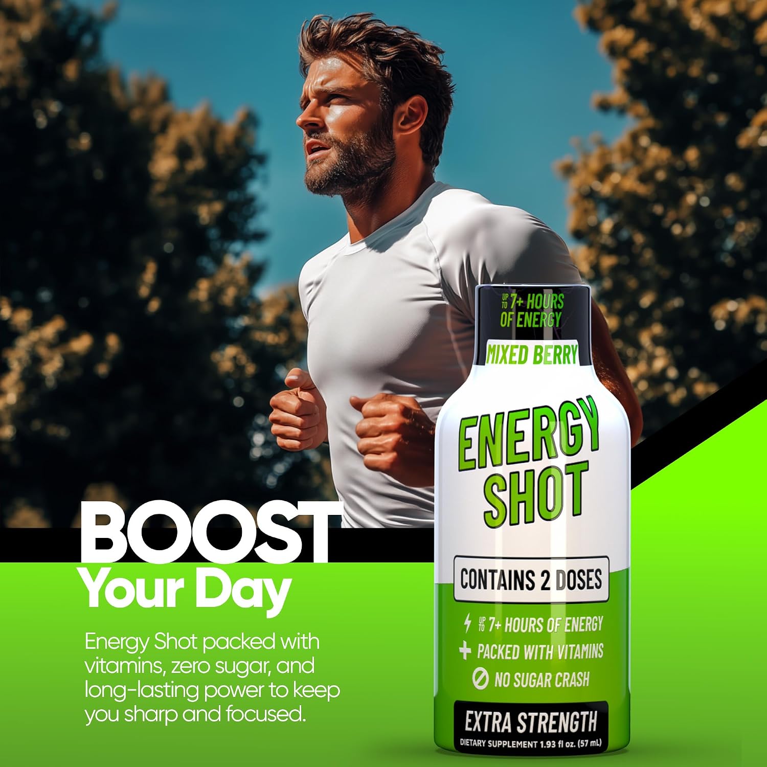 B12 Mixed Berry Extra Strength Energy Shot 48 pk – 260mg Natural Caffeine B12 B6 – Energy & Vitality Support – 2 Servings Sugar Free Zero Calorie Green Tea B-Vitamins Electrolytes Vegan – 1.93 fl oz