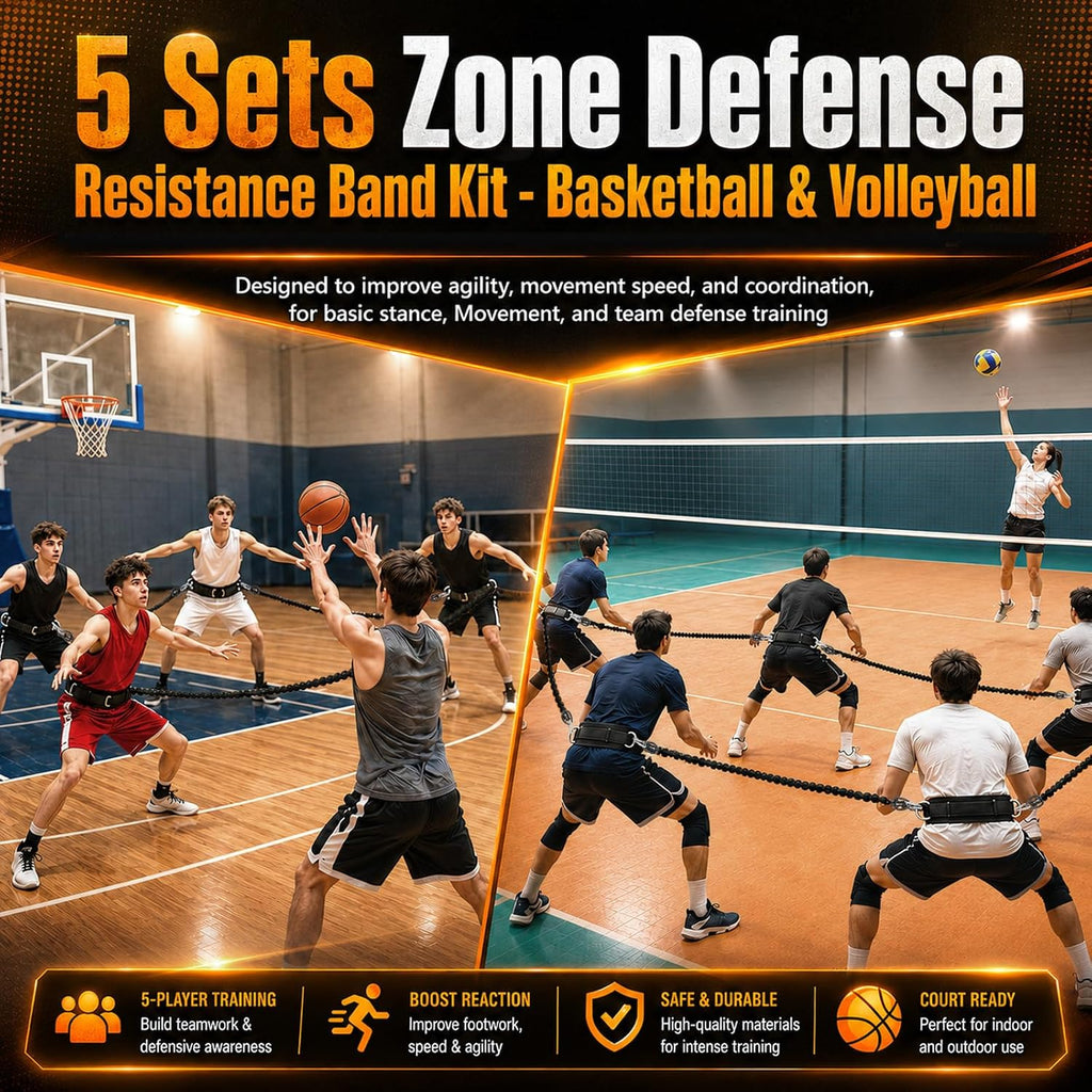 5 Sets Zone Defense Resistance Band Kit, with Adjustable Waist Strap