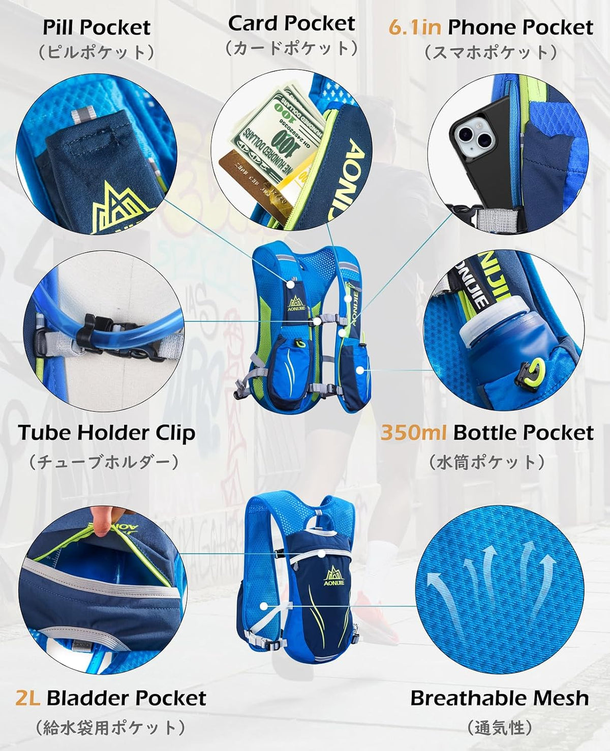 TRIWONDER Trail Bag 5.5 L Hydration Vest Lightweight Hydration Backpack for Marathon Hiking MTB Running Men Women