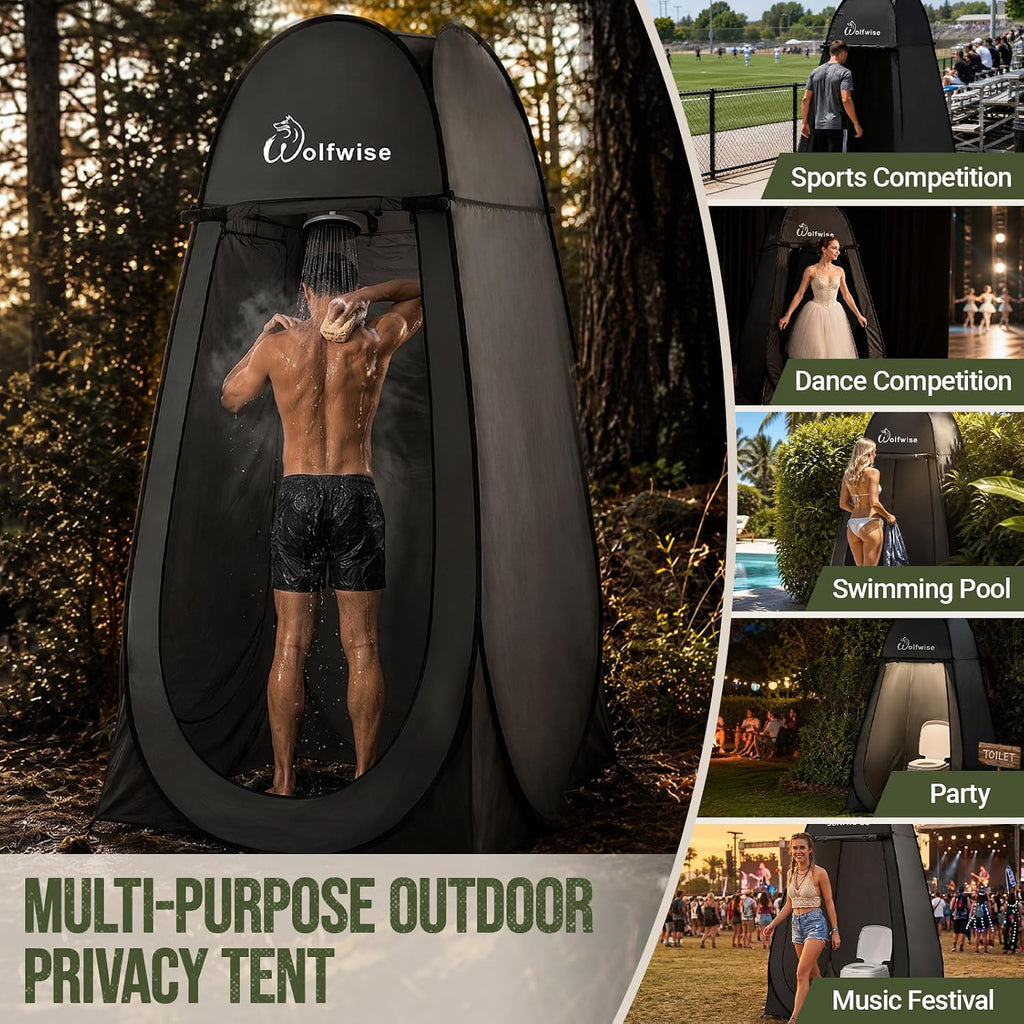 WolfWise Pop Up Shower Tent for Camping Essentials, Compact & Lightweight