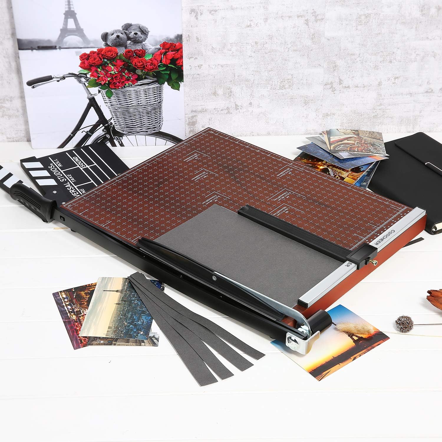 18" Guillotine Paper Cutter, 12-Sheet Precision Trimmer with Safety Lock