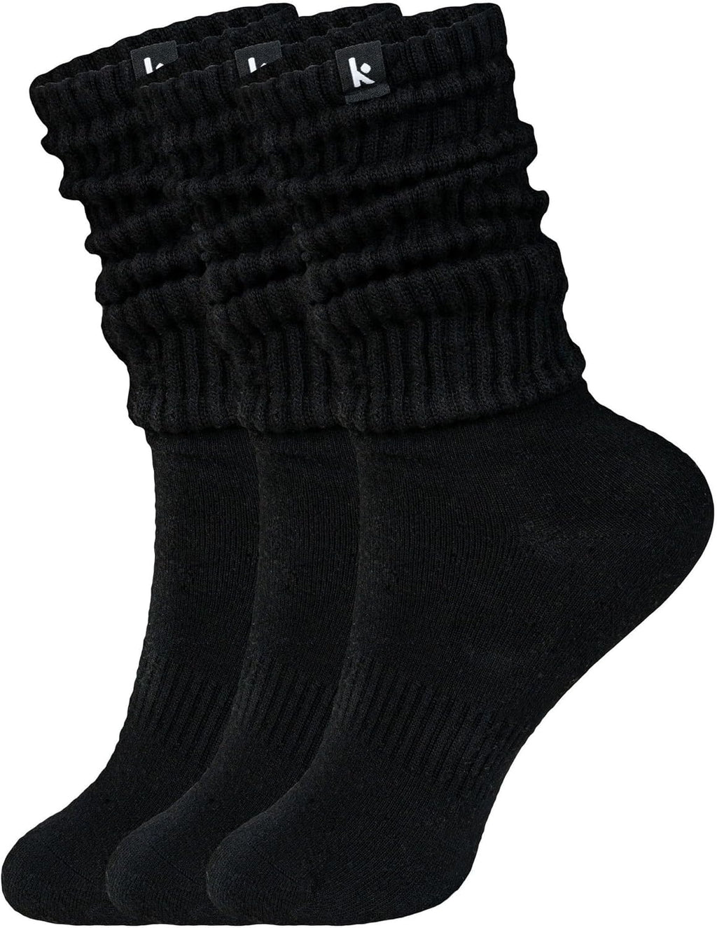 Kamo Fitness Scrunch Boot Socks for Women, Long Cozy Slouch Crew, 3 Pairs
