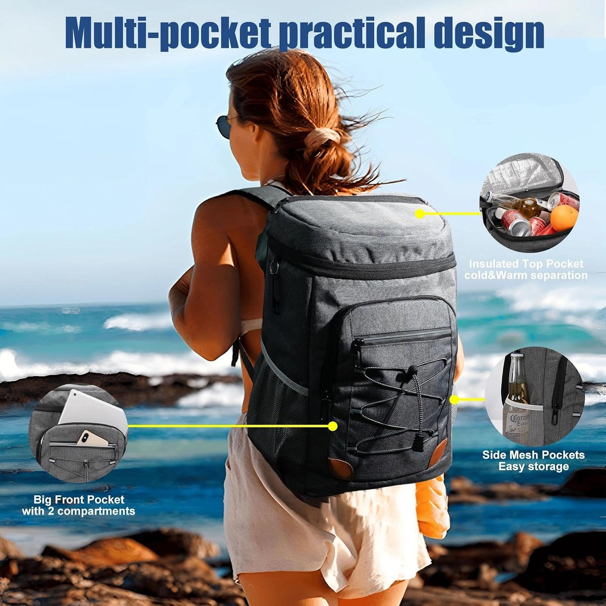 Backpack Cooler Insulated Leakproof, Soft Cooler Backpack for Beach