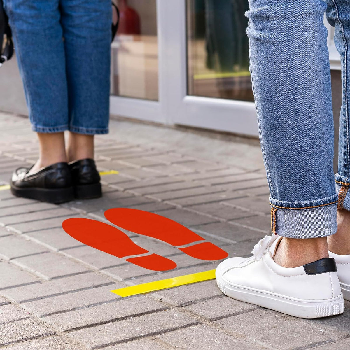 20 Pairs Red Footprint Stickers 3×7 in Classroom Floor Line Up Spot