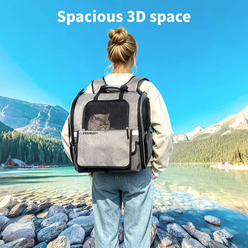Cat Backpack Carrier,Pet Backpack for Small Dogs, Medium Cats, Maximum Weight 16 lbs,Sunshade and Breathable Dog Backpack Carrier,Ergonomic 3D Design for Hiking,Camping and Vet Visits