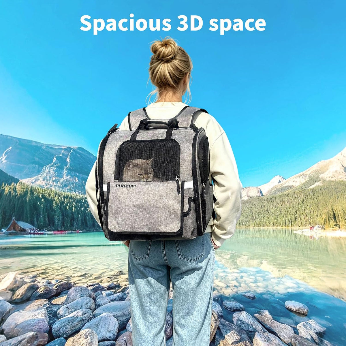 Cat Backpack Carrier,Pet Backpack for Small Dogs, Medium Cats, Maximum Weight 16 lbs,Sunshade and Breathable Dog Backpack Carrier,Ergonomic 3D Design for Hiking,Camping and Vet Visits