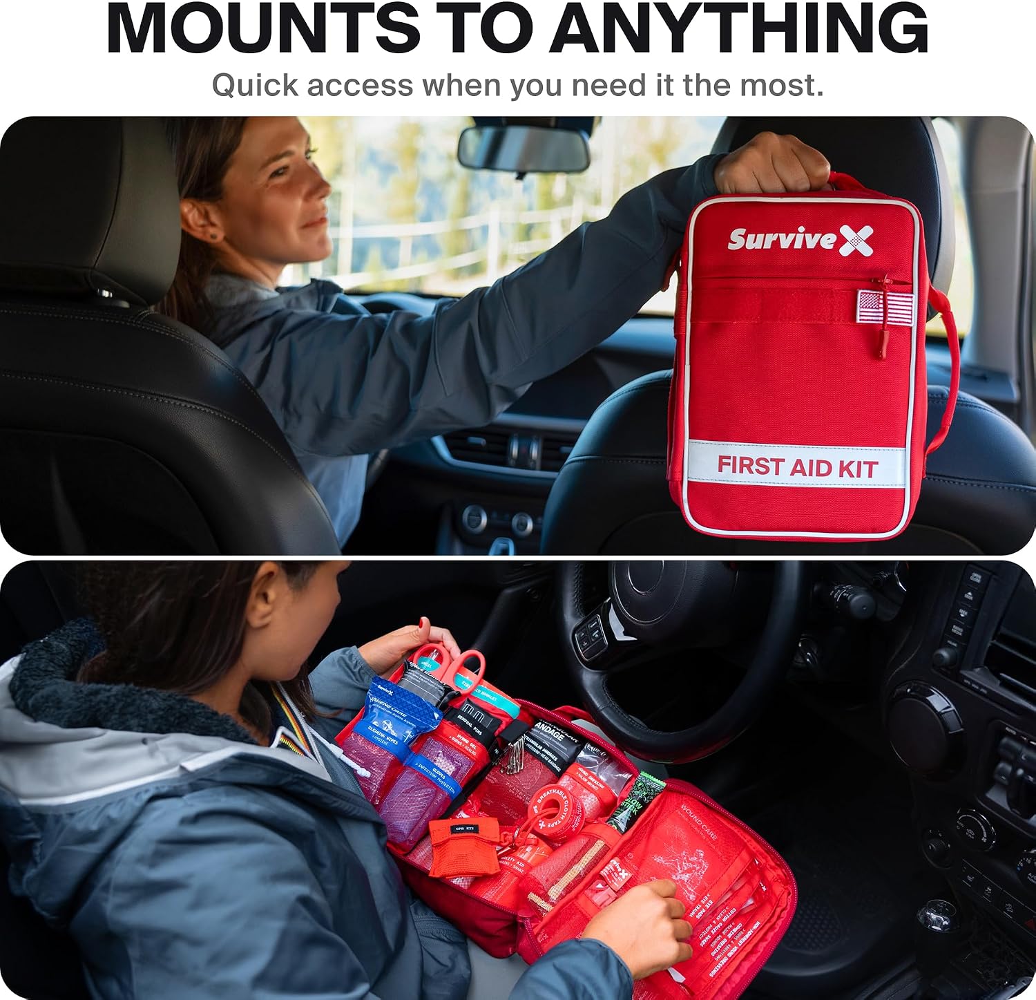 SurviveX Large First Aid Kit, Emergency Kit for 3-4 People