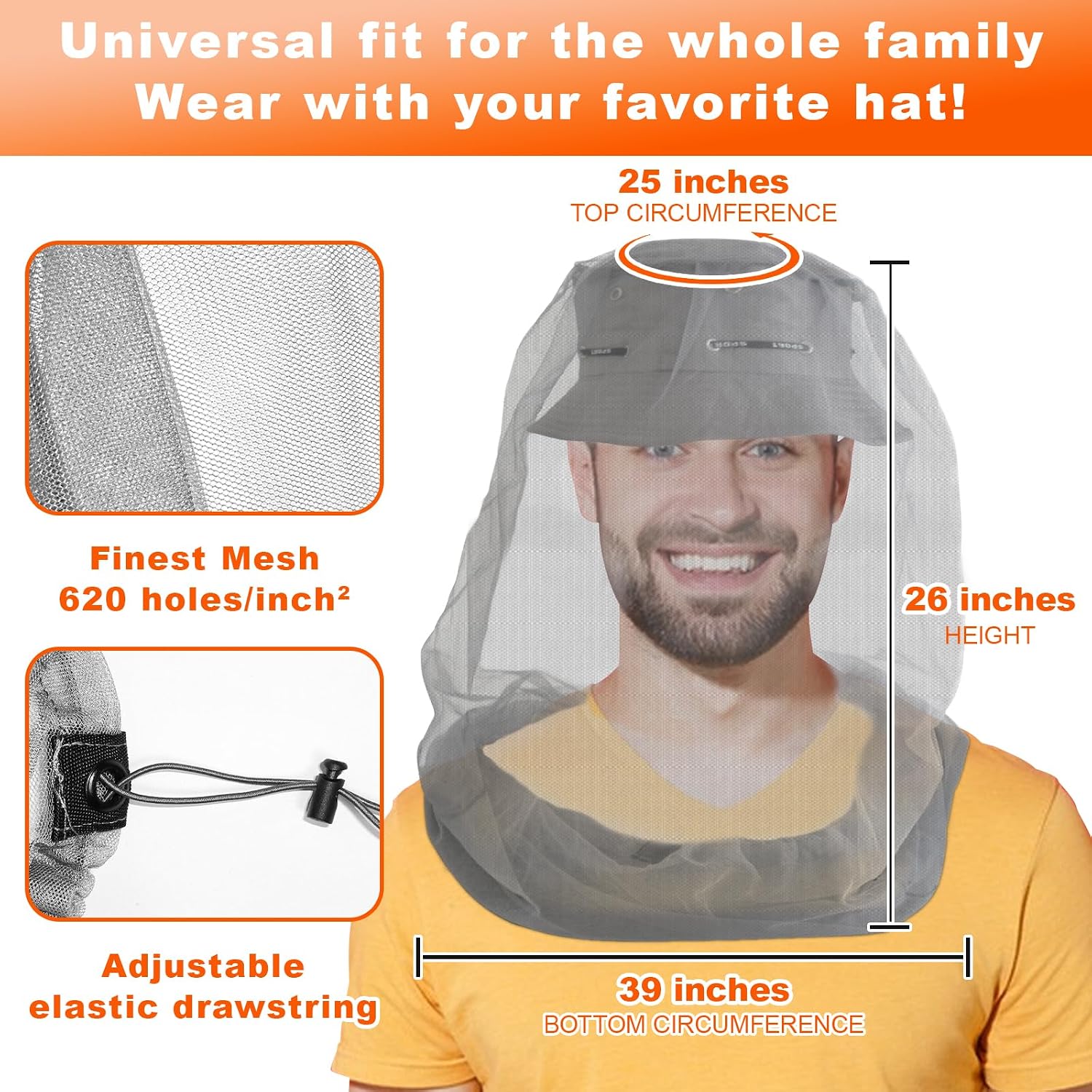 South to East Mosquito Head Net for Insects 2 Pack, Fly & Bug Protection